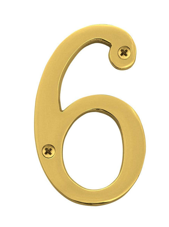 Knoxx Hardware BB4N06 Brass Address Numbers Traditional Numeral 6
