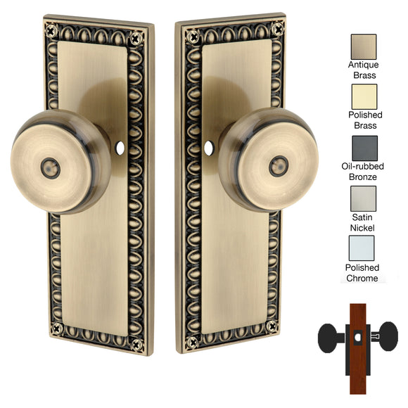 Egg and Dart Plate with Cambridge Knob - Privacy / Bedroom / Bathroom