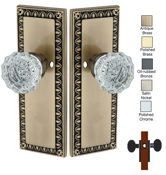 Egg and Dart Plate with Crystal Knob - Privacy / Bedroom / Bathroom