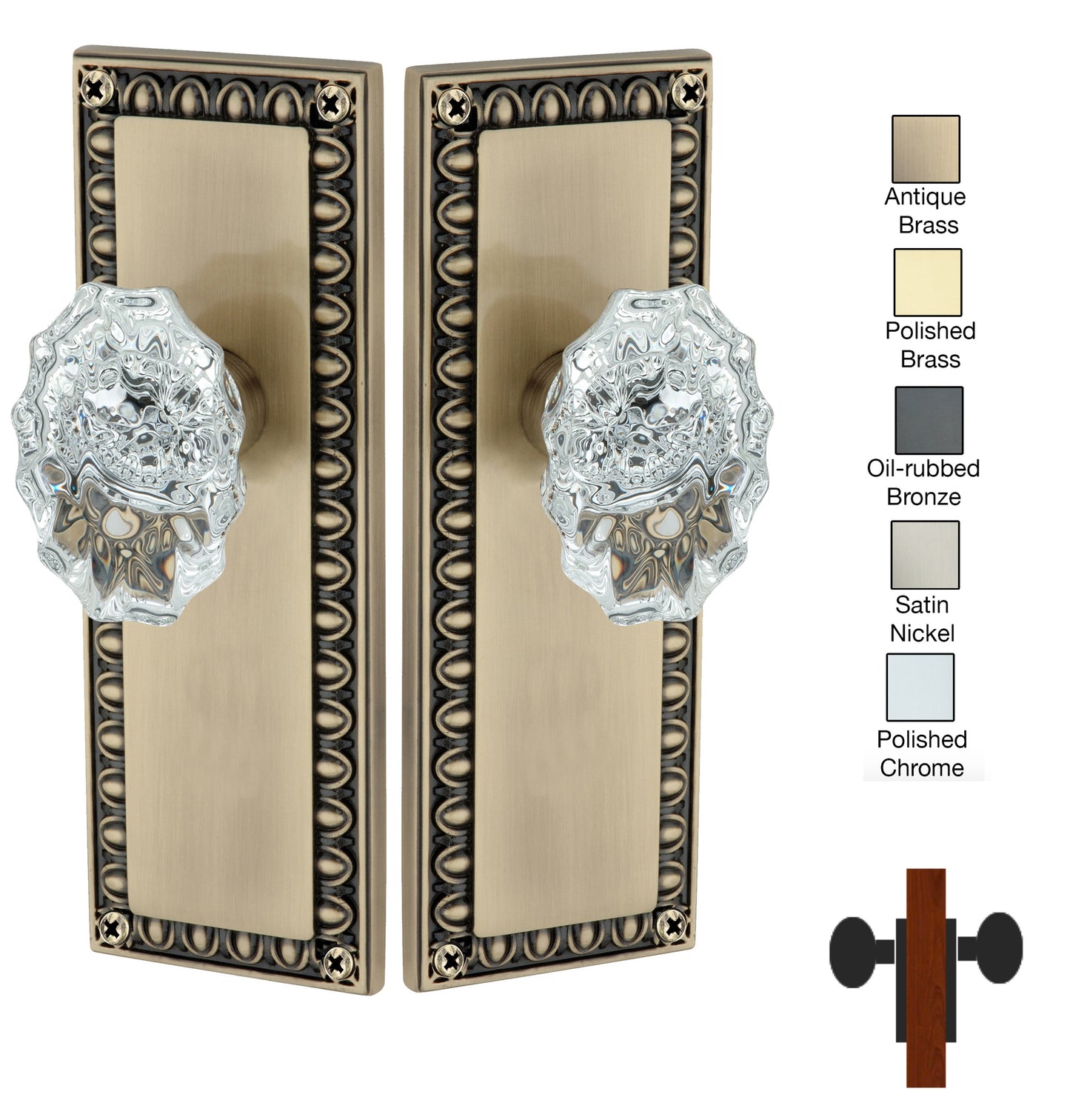 Egg and Dart Plate with Calvert Crystal Knobs - Double Dummy