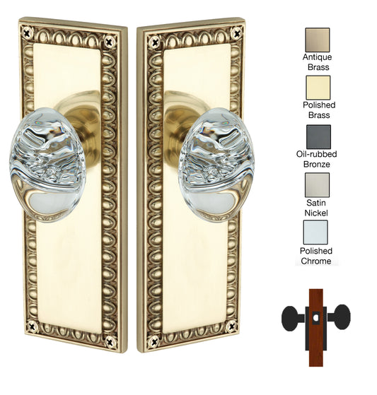 Egg and Dart Plate with Oval Crystal Knob - Passage / Hallway / Closet