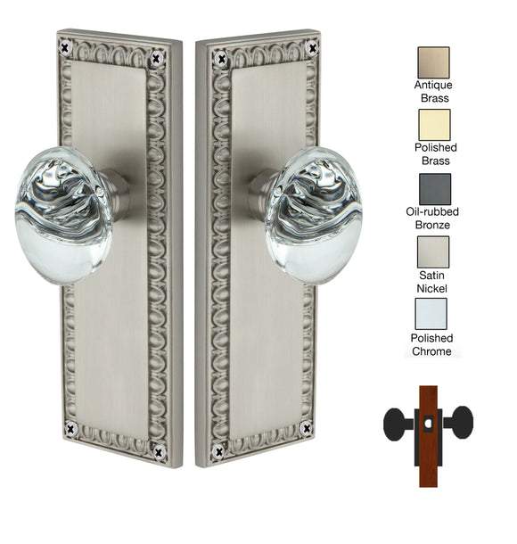 Egg and Dart Plate with Oval Crystal Knob - Passage / Hallway / Closet
