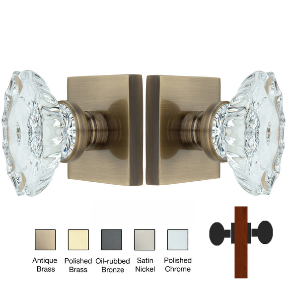 Square Rose with Calvert Crystal Door Knobs - Double Dummy