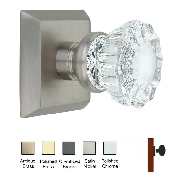 Metro Square Rose with Crystal Door Knobs - Single Dummy