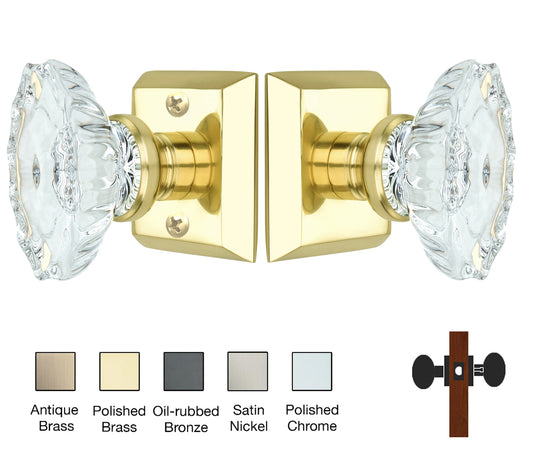 Metro Square Rose with Calvert Crystal Door Knobs - Passage / Hallway / Closet
