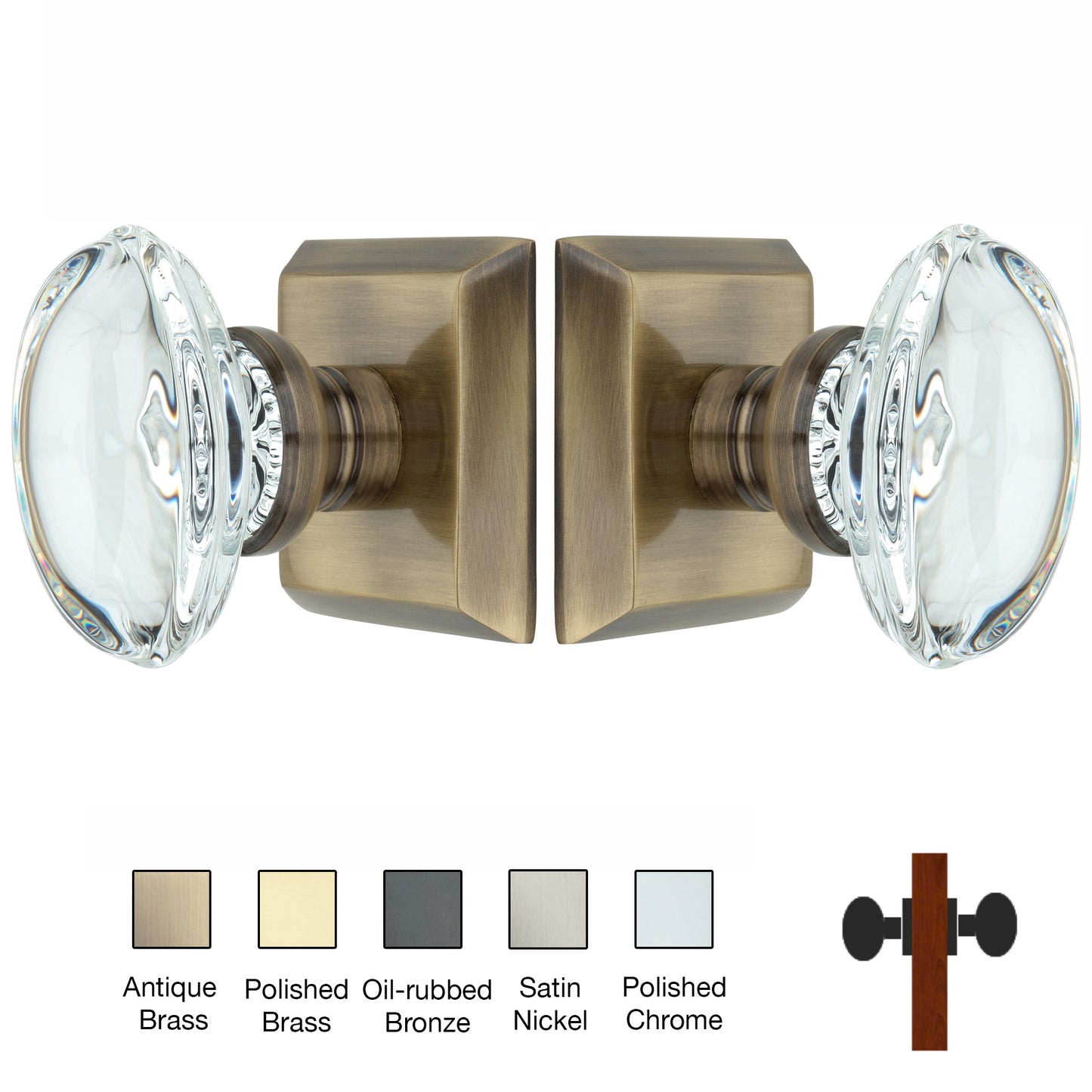 Metro Square Rose with Oval Crystal Knobs - Double Dummy