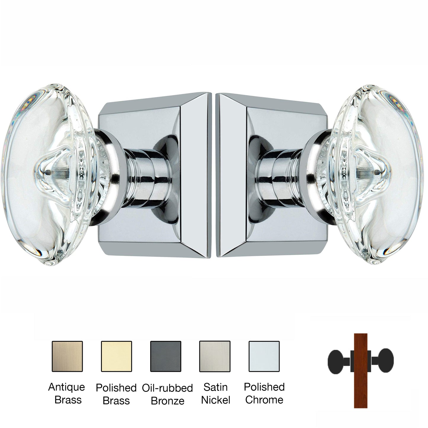 Metro Square Rose with Oval Crystal Knobs - Double Dummy