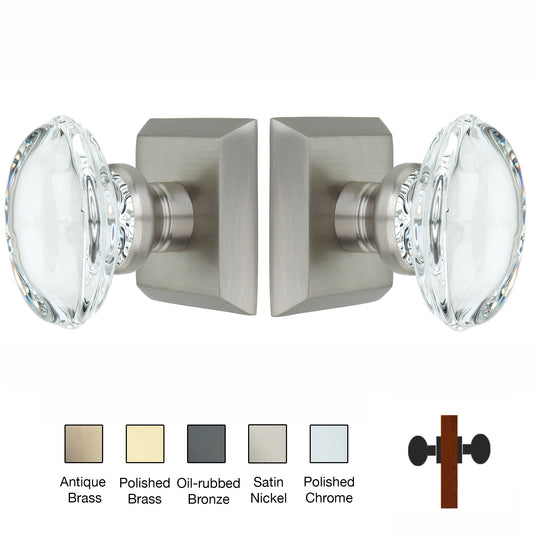 Metro Square Rose with Oval Crystal Knobs - Double Dummy