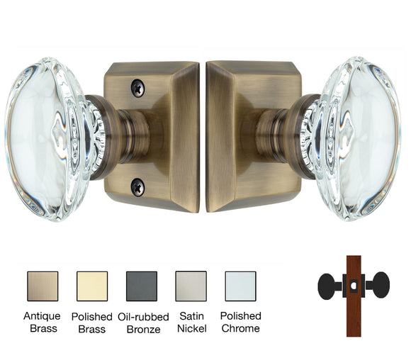 Metro Square Rose with Oval Crystal Knobs - Passage / Hallway / Closet