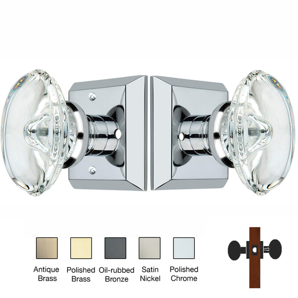 Metro Square Rose with Oval Crystal Knobs - Privacy / Bedroom / Bathroom