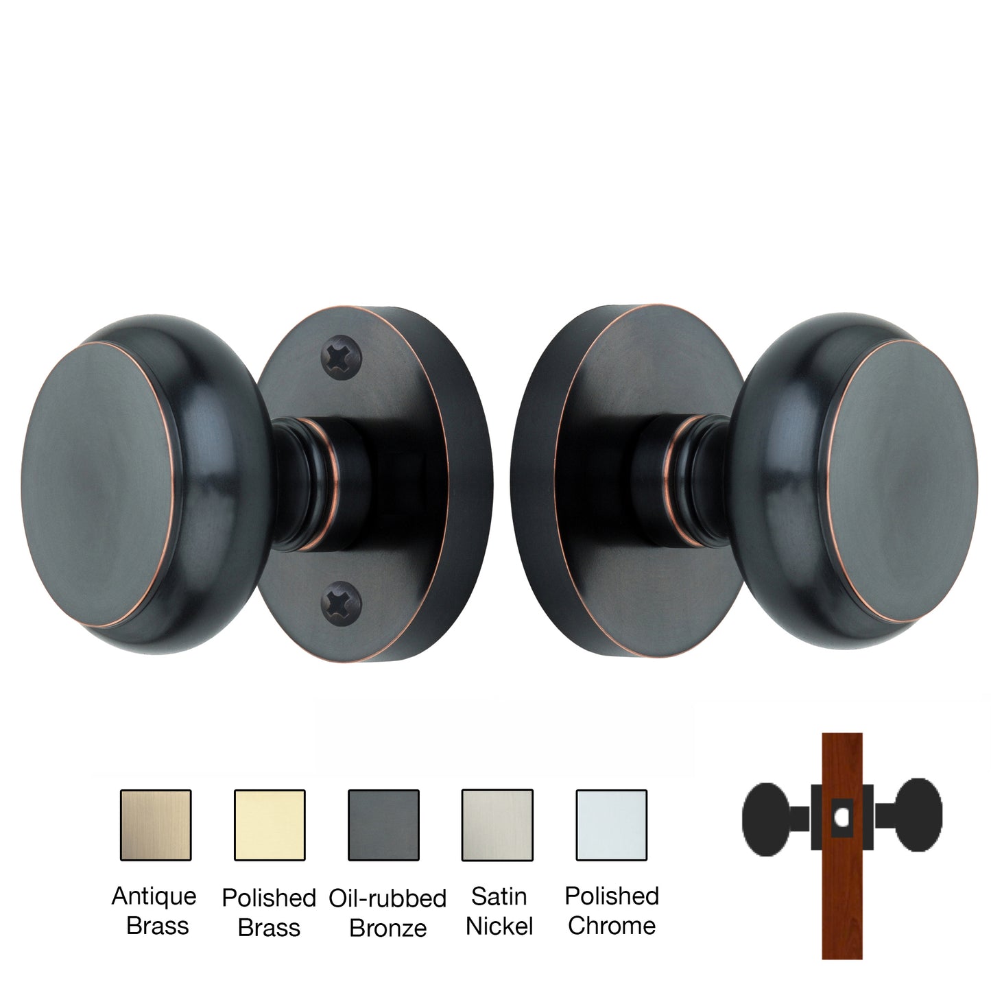 Round Rose with Flat Door Knobs - Passage / Hallway / Closet