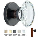 Round Rose with Oval Crystal Door Knobs - Single Dummy