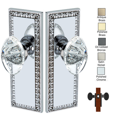 Egg and Dart Plate with Oval Crystal Knob - Privacy / Bedroom / Bathroom