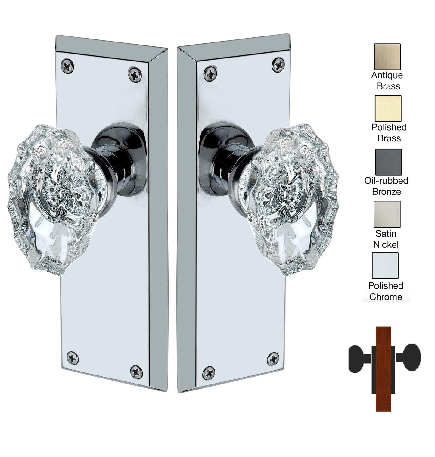 Colonial Plate with Calvert Crystal Knobs - Privacy / Bedroom / Bathroom