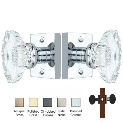 Square Rose with Calvert Crystal Door Knobs - Privacy / Bedroom / Bathroom