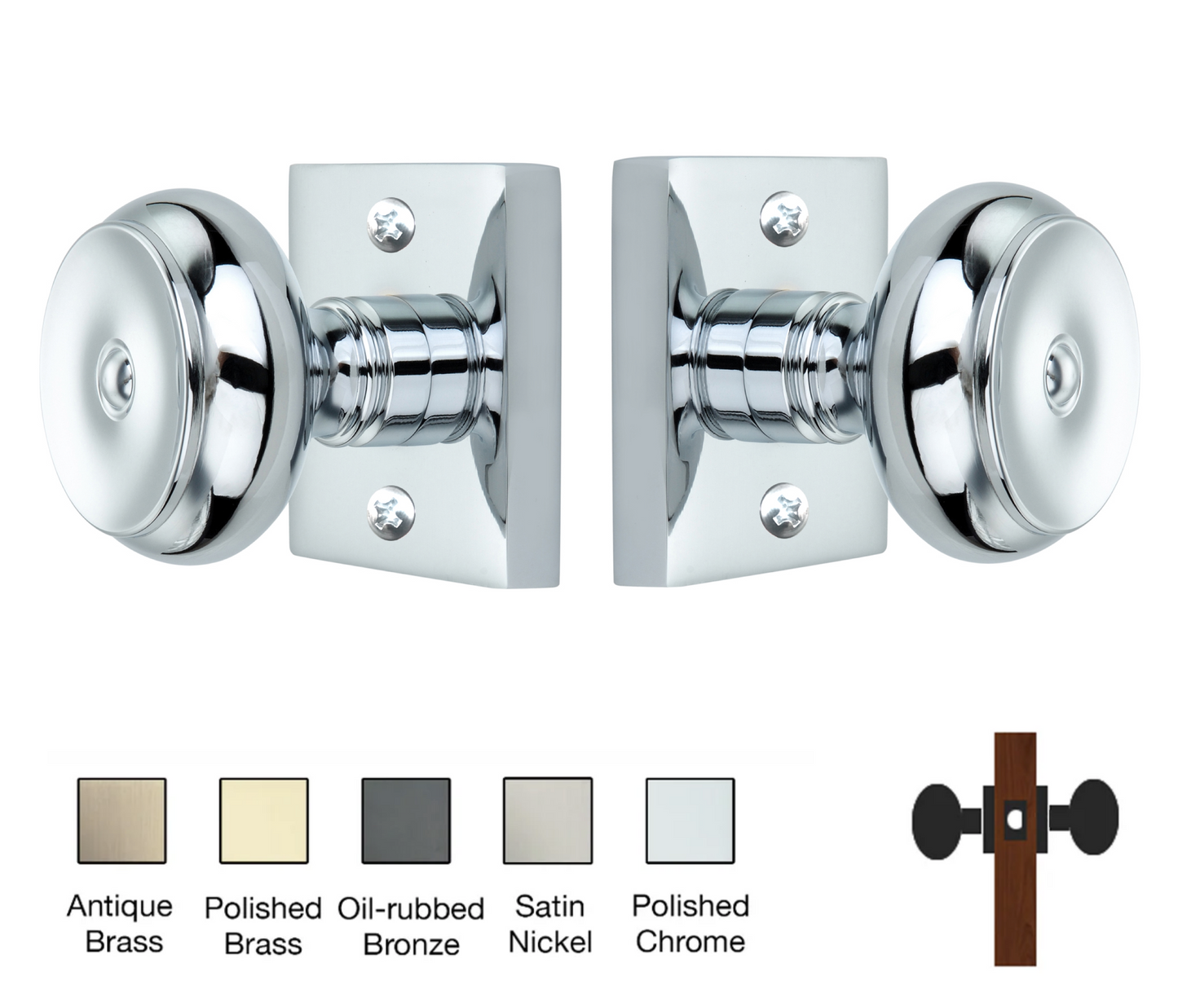 Square Rose with Cambridge Door Knobs - Passage / Hallway / Closet