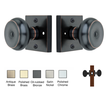 Square Rose with Cambridge Door Knobs - Privacy / Bathroom / Bedroom