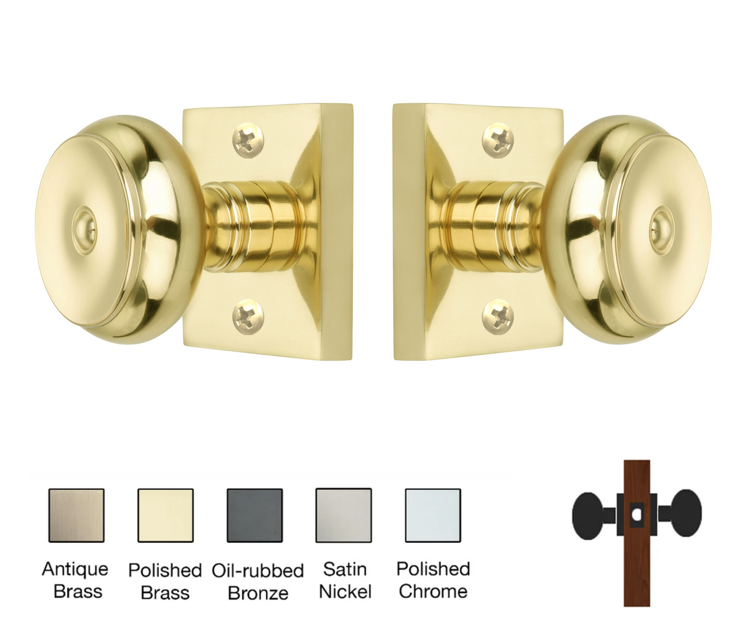 Square Rose with Cambridge Door Knobs - Passage / Hallway / Closet