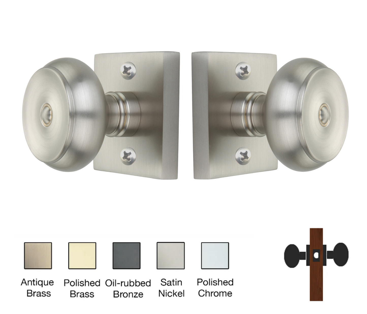 Square Rose with Cambridge Door Knobs - Passage / Hallway / Closet