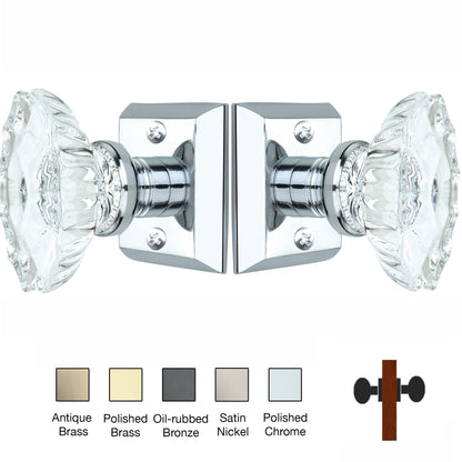 Metro Square Rose with Calvert Crystal Door Knobs - Double Dummy