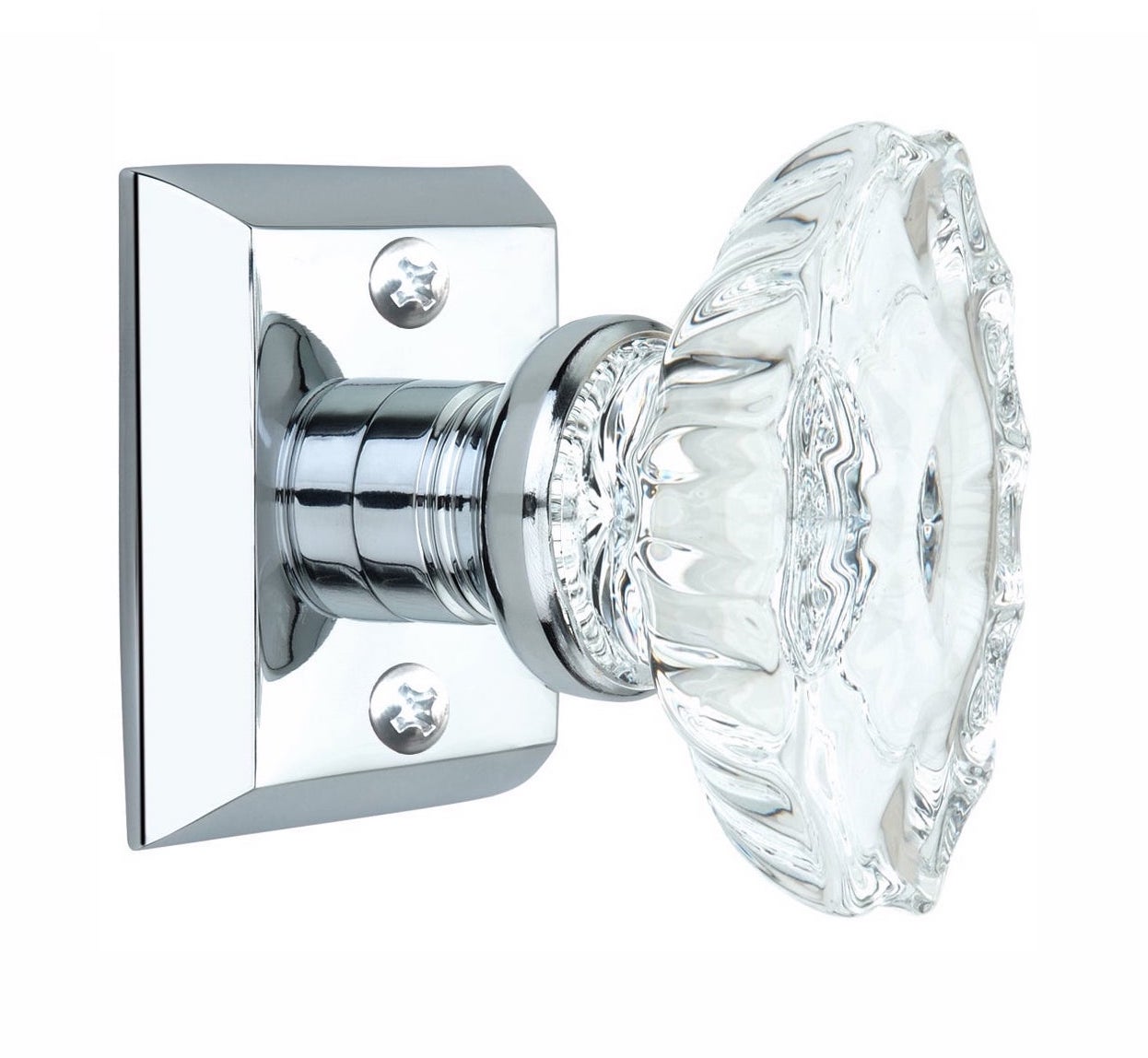 Metro Square Rose with Calvert Crystal Door Knobs - Passage / Hallway / Closet