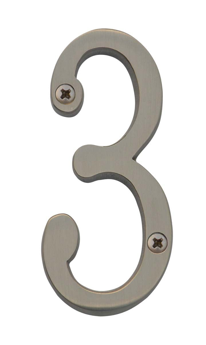 Knoxx Hardware B4N703 Satin Nickel Address Numbers Traditional 4" Numeral 3