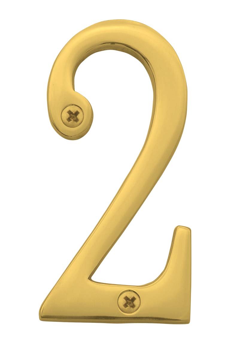 Knoxx Hardware B4N502 Polished Brass Address Numbers Traditional 4" Numeral 2