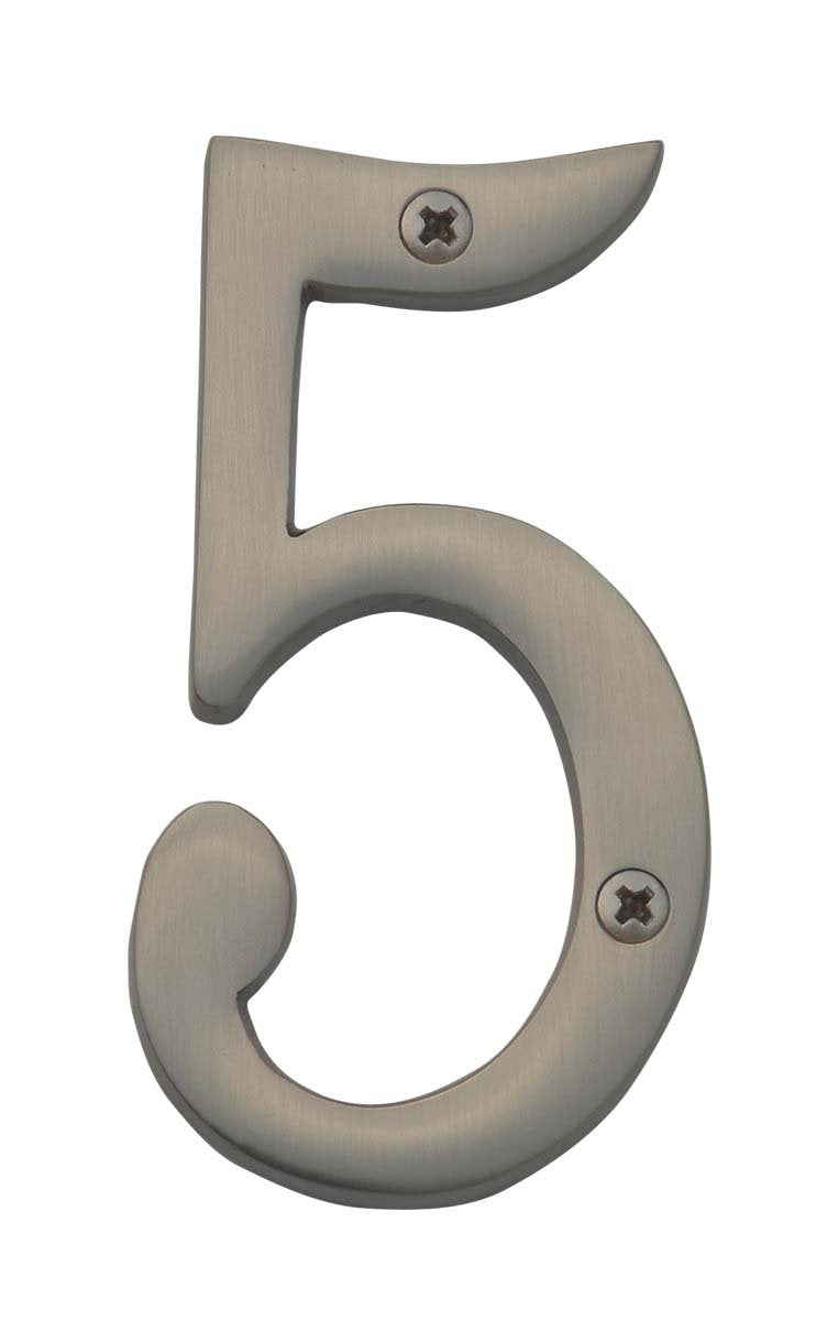 Knoxx Hardware B4N705 Satin Nickel Address Numbers Traditional 4" Numeral 5