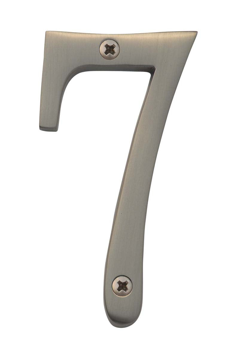 Knoxx Hardware B4N707 Satin Nickel Address Numbers Traditional 4" Numeral 7