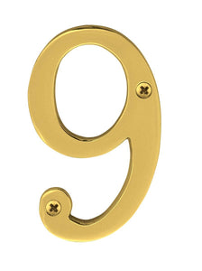 Knoxx Hardware B4N508 Polished Brass Address Numbers Traditional 4" Numeral 9