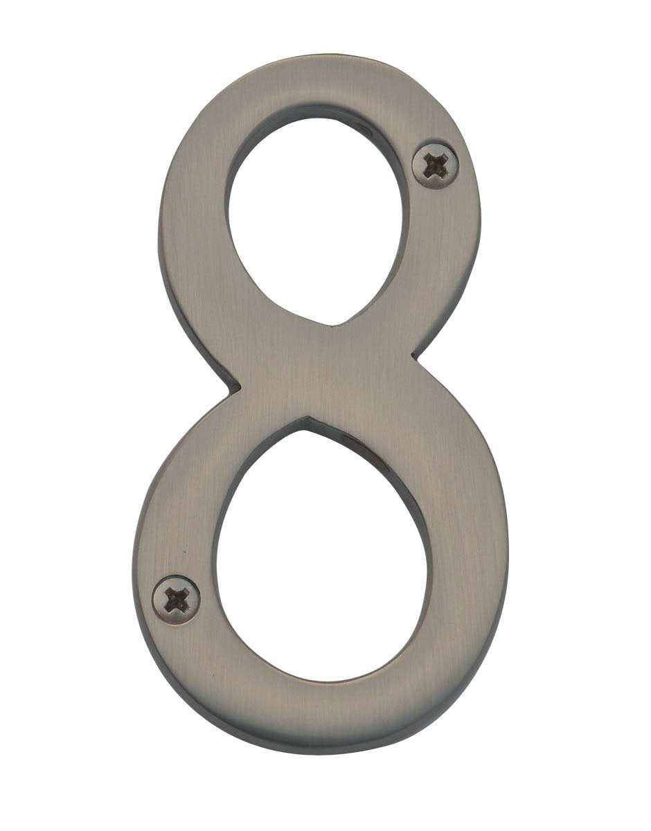 Knoxx Hardware B4N708 Satin Nickel Address Numbers Traditional 4" Numeral 8