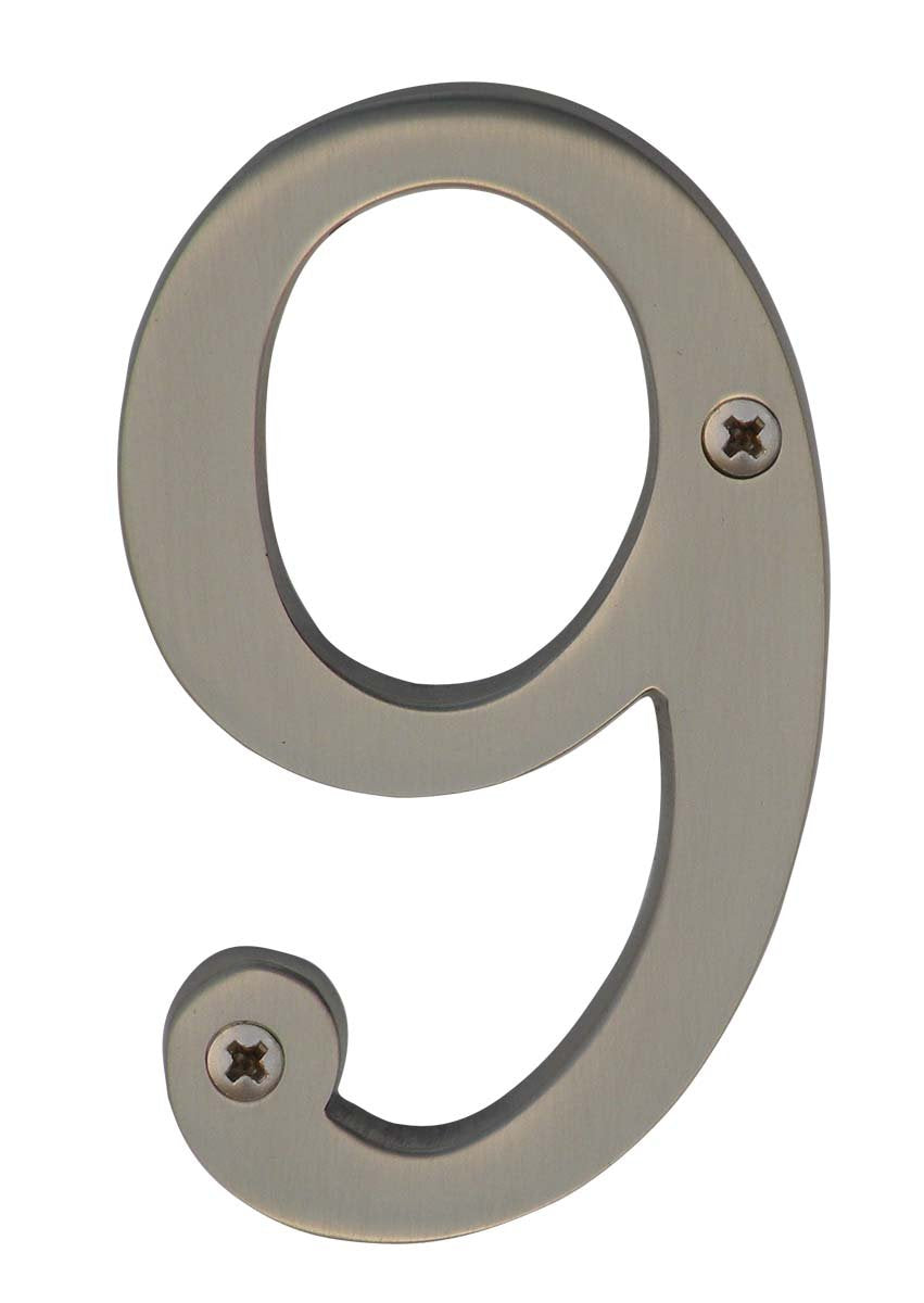 Knoxx Hardware B4N708 Satin Nickel Address Numbers Traditional 4" Numeral 9