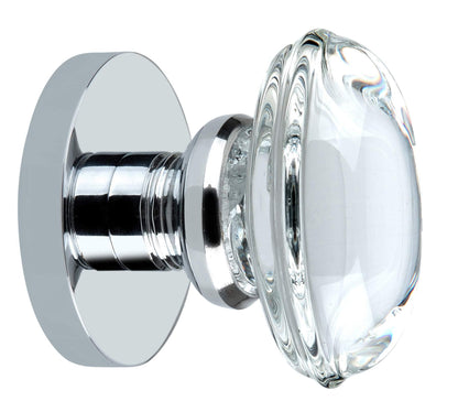 Round Rose with Oval Crystal Door Knobs - Single Dummy