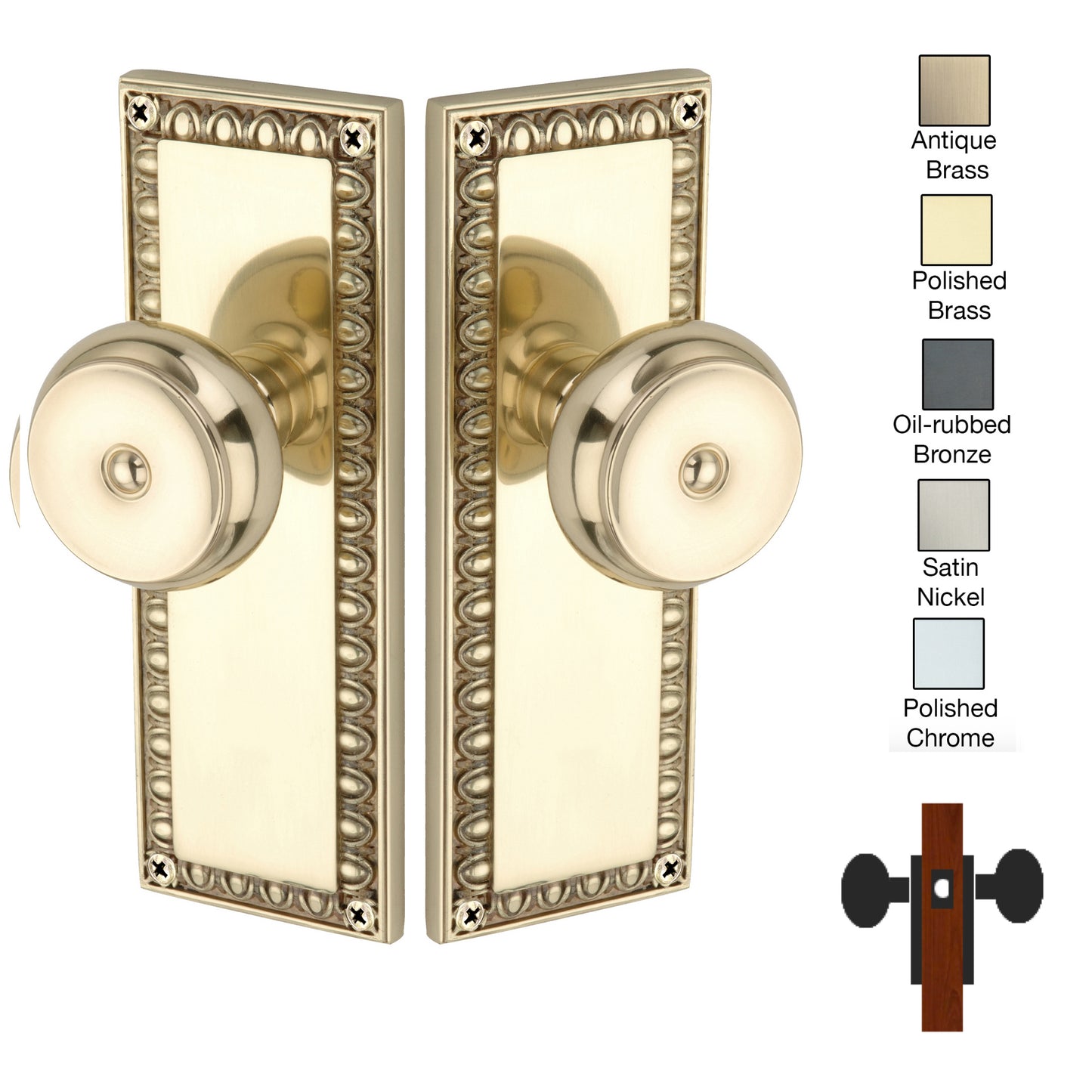 Egg and Dart Plate with Cambridge Knob - Passage / Hallway / Closet