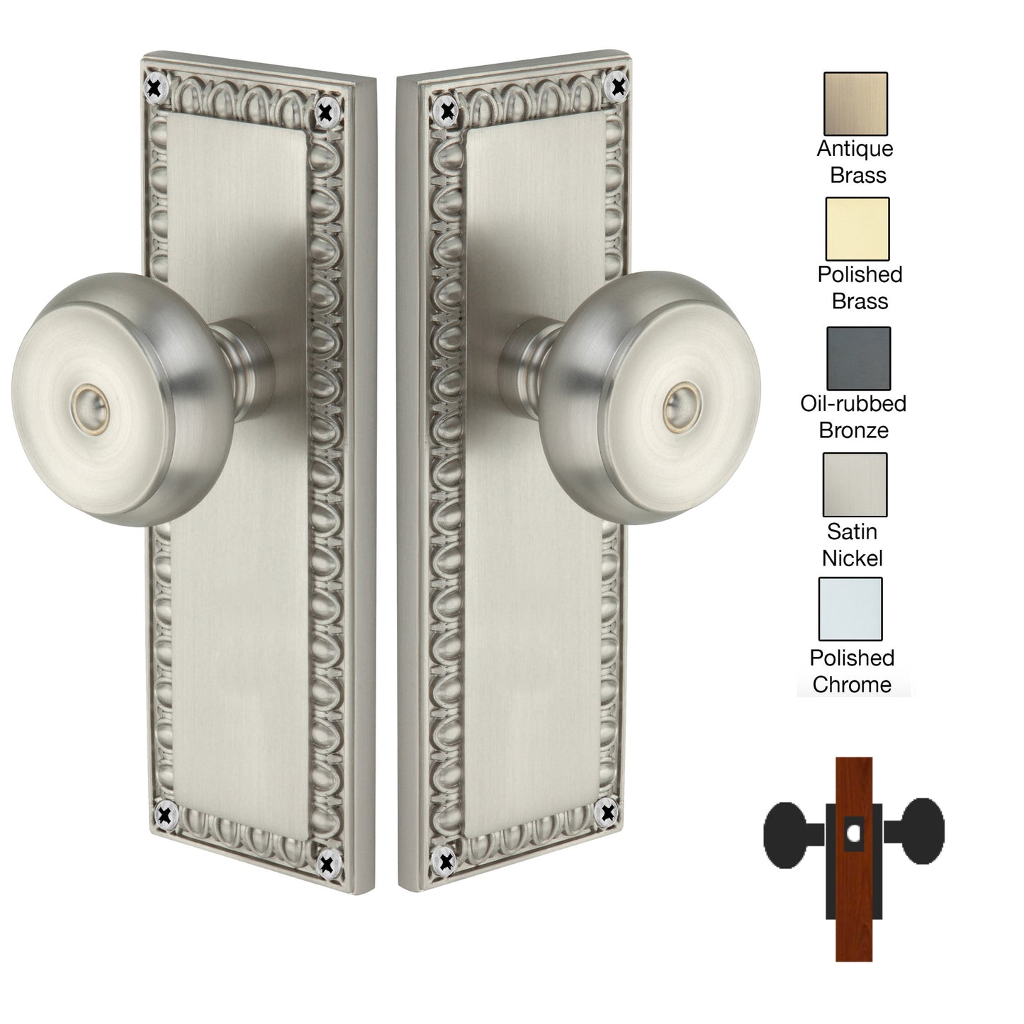 Egg and Dart Plate with Cambridge Knob - Passage / Hallway / Closet