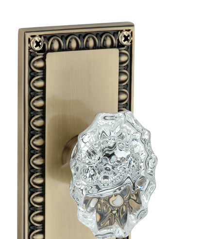 Egg and Dart Plate with Calvert Crystal Knobs - Privacy / Bedroom / Bathroom