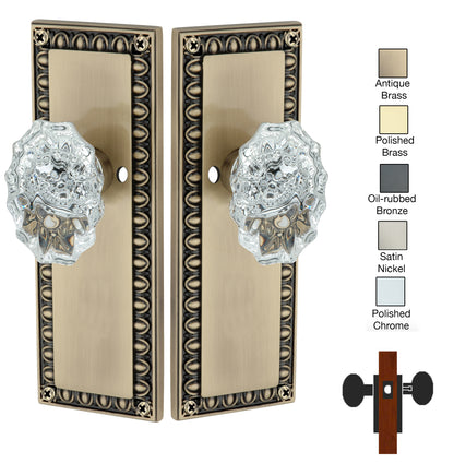 Egg and Dart Plate with Calvert Crystal Knobs - Privacy / Bedroom / Bathroom