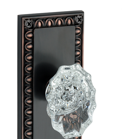 Egg and Dart Plate with Calvert Crystal Knobs - Privacy / Bedroom / Bathroom