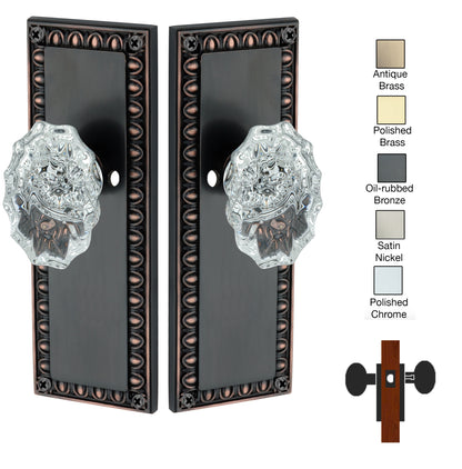 Egg and Dart Plate with Calvert Crystal Knobs - Privacy / Bedroom / Bathroom