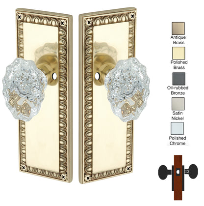 Egg and Dart Plate with Calvert Crystal Knobs - Privacy / Bedroom / Bathroom