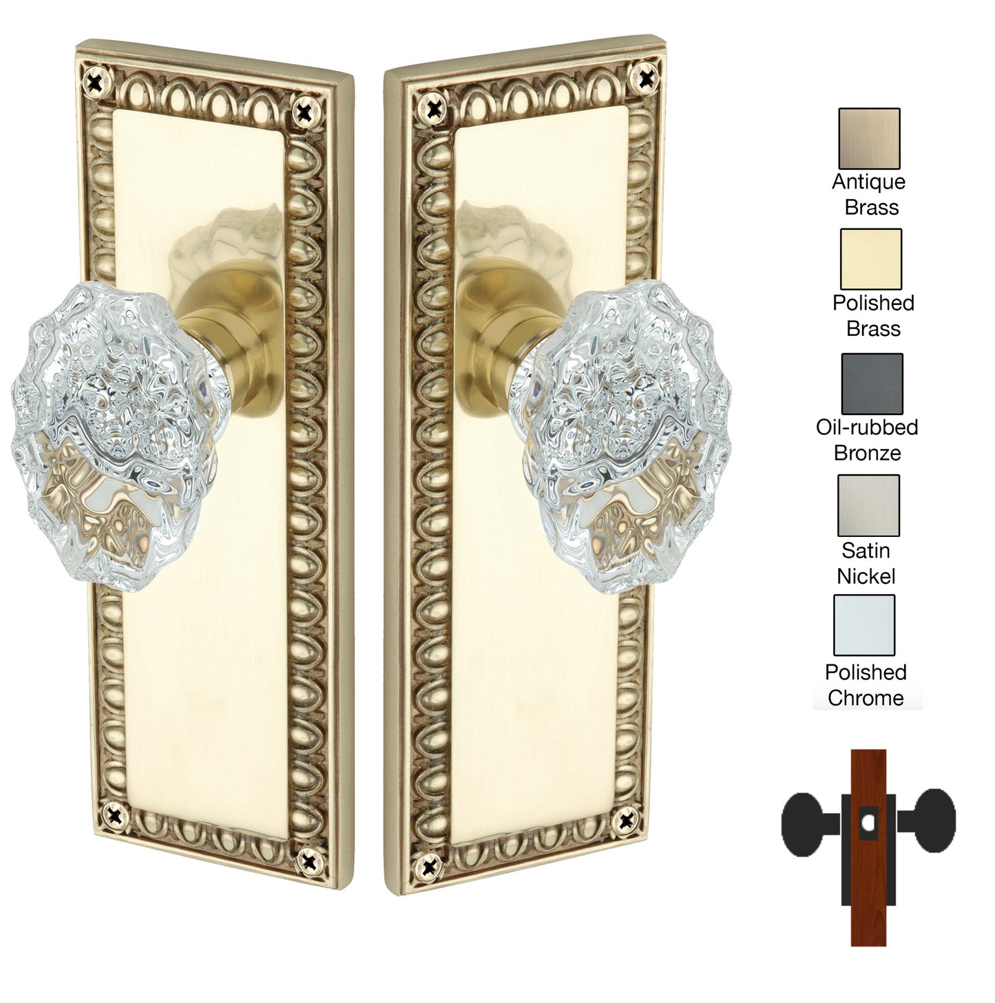 Egg and Dart Plate with Calvert Crystal Knobs - Passage / Hallway / Closet