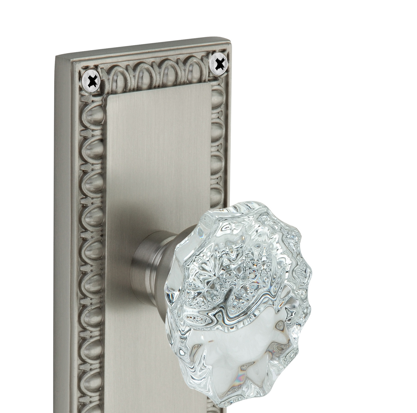 Egg and Dart Plate with Calvert Crystal Knobs - Passage / Hallway / Closet