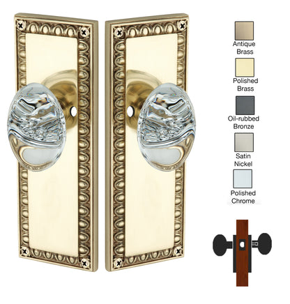 Egg and Dart Plate with Oval Crystal Knob - Privacy / Bedroom / Bathroom