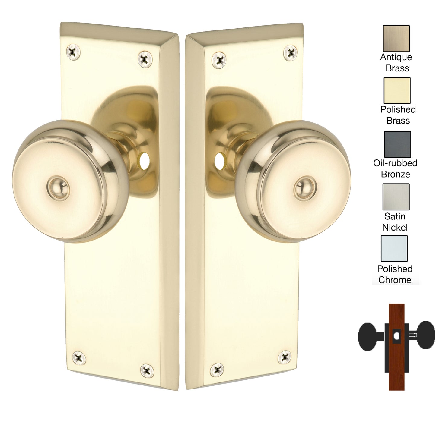 Colonial Plate with Cambridge Knob - Privacy / Bedroom / Bathroom