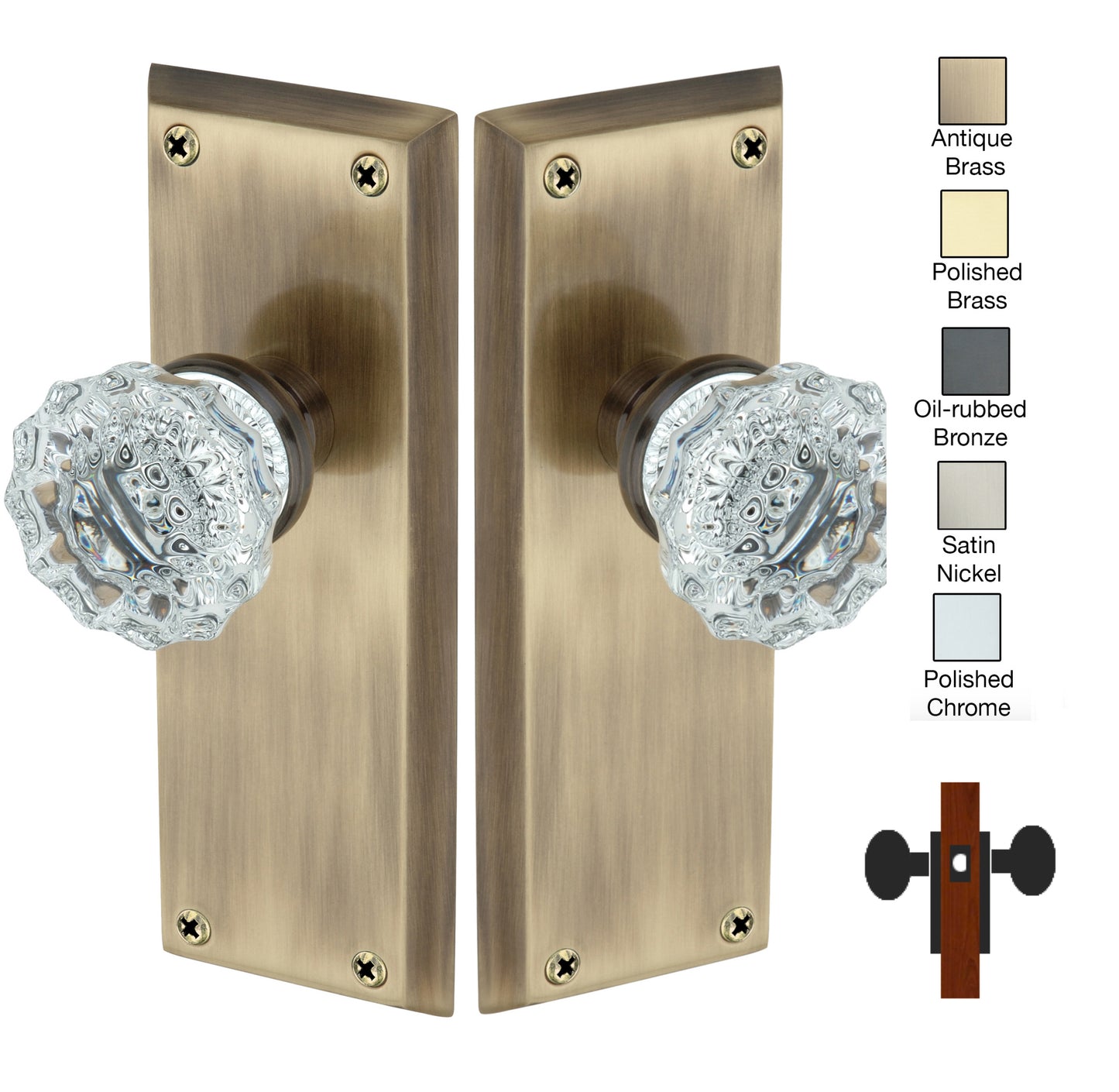 Colonial Plate with Crystal Knob - Passage / Hallway / Closet