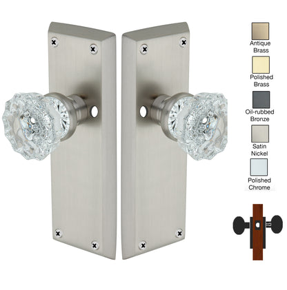 Colonial Plate with Crystal Knob - Privacy / Bedroom / Bathroom