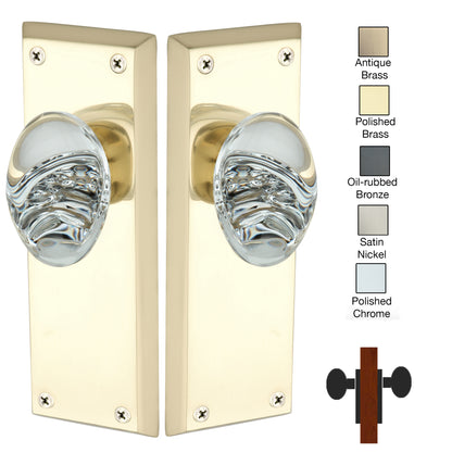 Colonial Plate with Oval Crystal Knob - Passage / Hallway / Closet