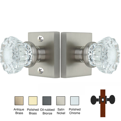 Square Rose with Crystal Door Knobs - Passage / Hallway / Closet