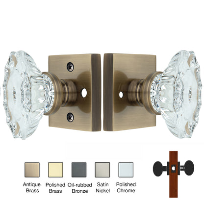 Square Rose with Calvert Crystal Door Knobs - Privacy / Bedroom / Bathroom