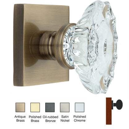 Square Rose with Calvert Crystal Door Knobs - Single Dummy